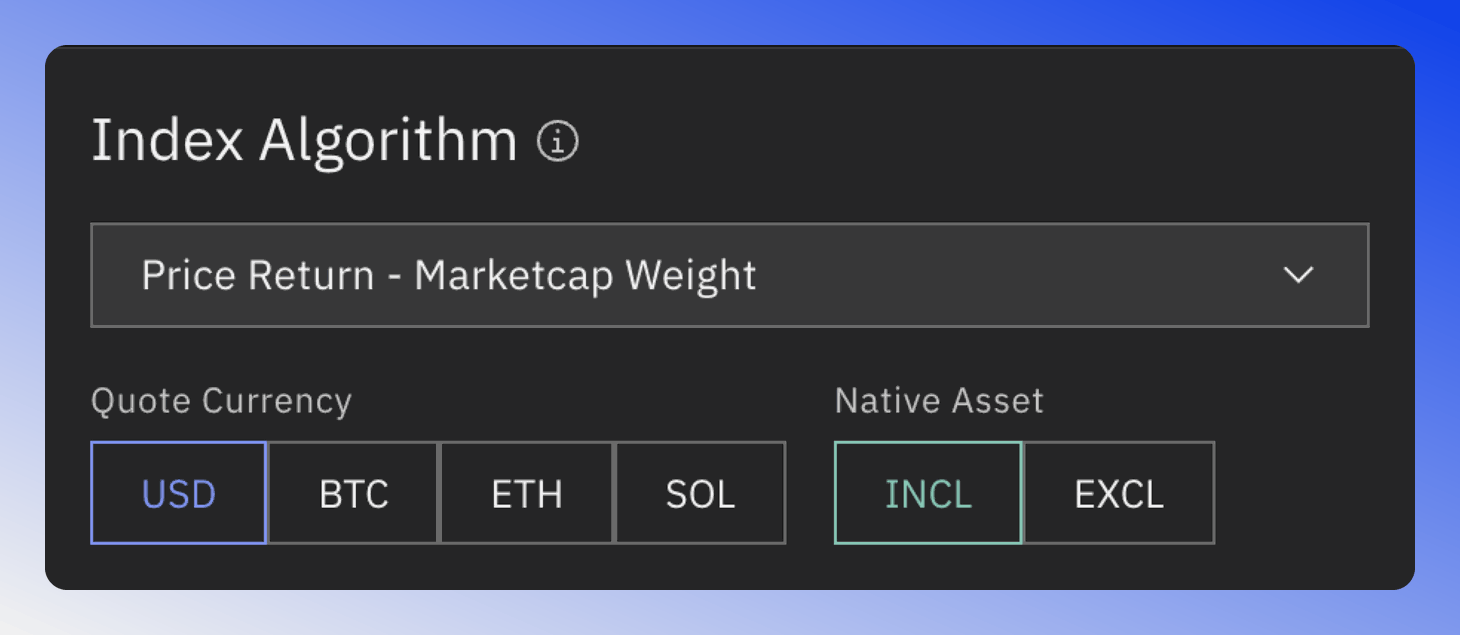 Algorithm selection interface for calculating blockchain performance indices