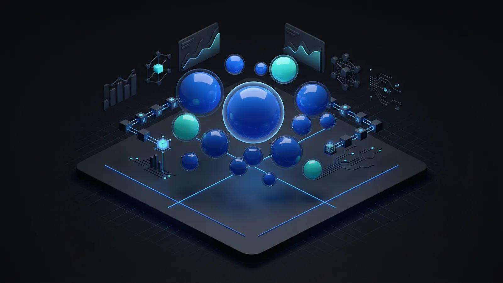 Illustration of a bubble chart with spheres of different sizes