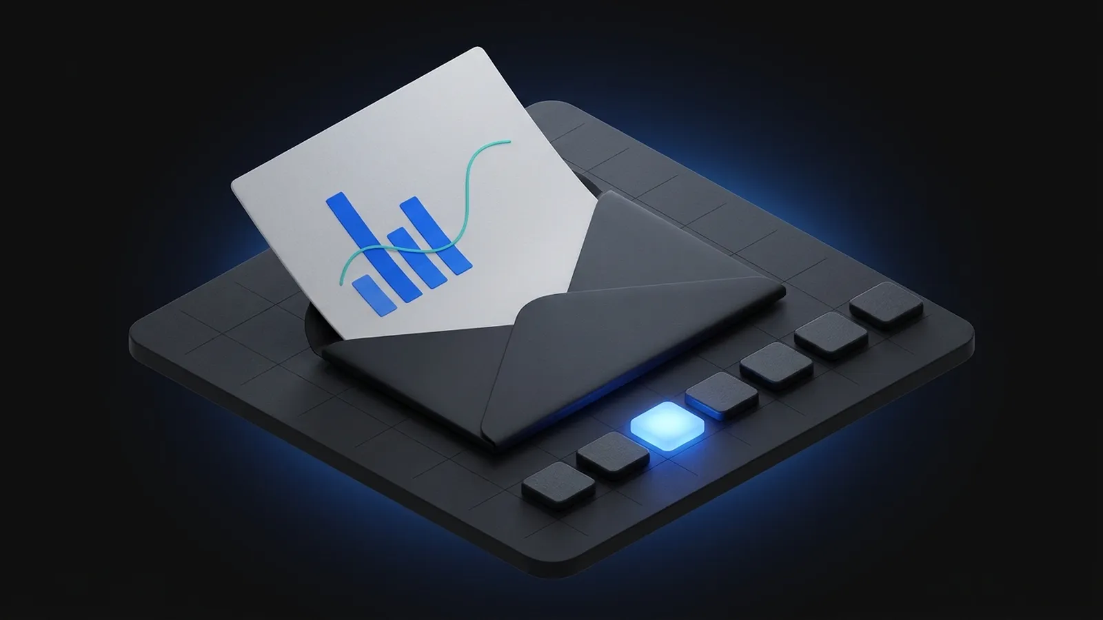 Illustration of an envelope with a weekly report
