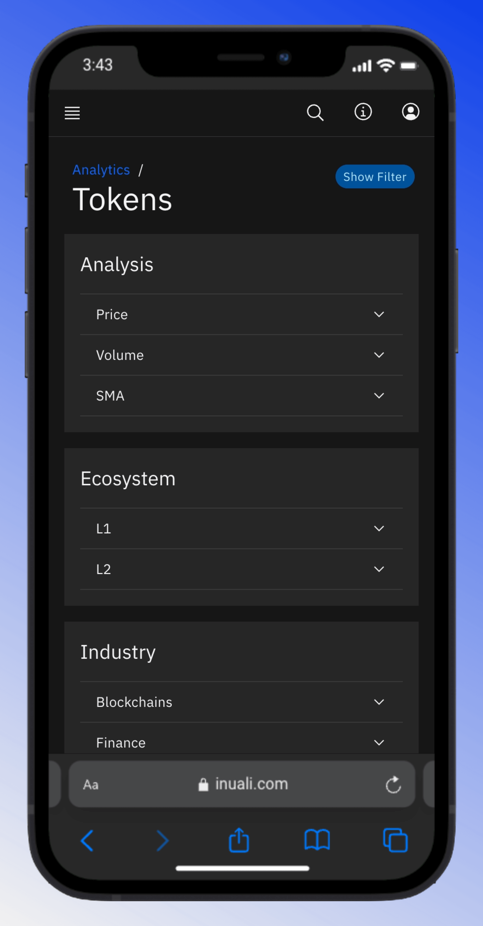 Filter and time setting on mobile device.