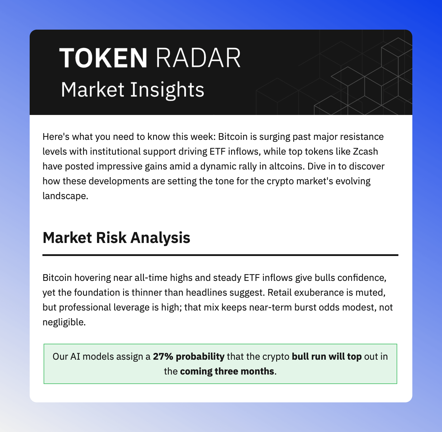 Screenshot of the newsletter